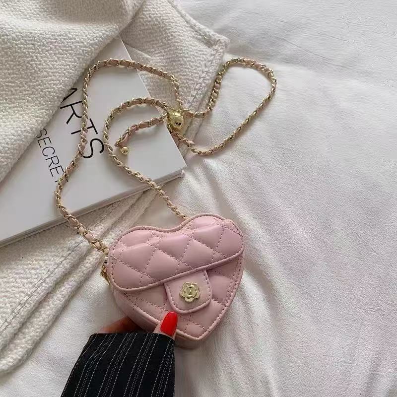 Amorette blush pink heart mini bag with chain strap