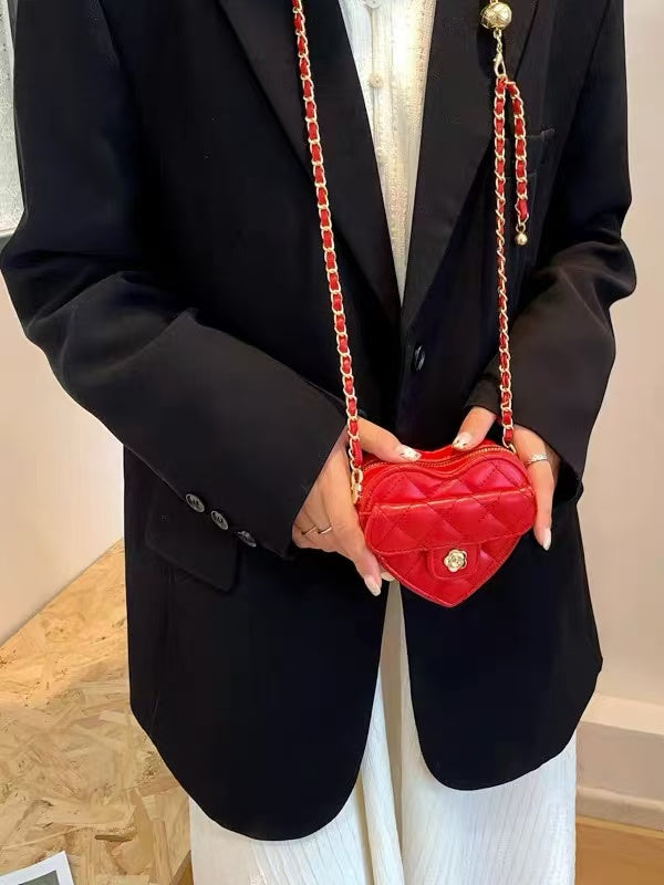 Amorette red heart bag worn across the body